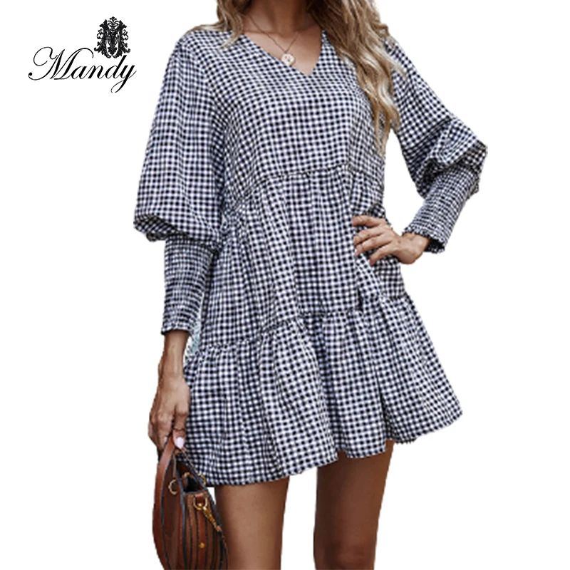 

2021 Hot cakes antumn French long sleeve vintage dresses women