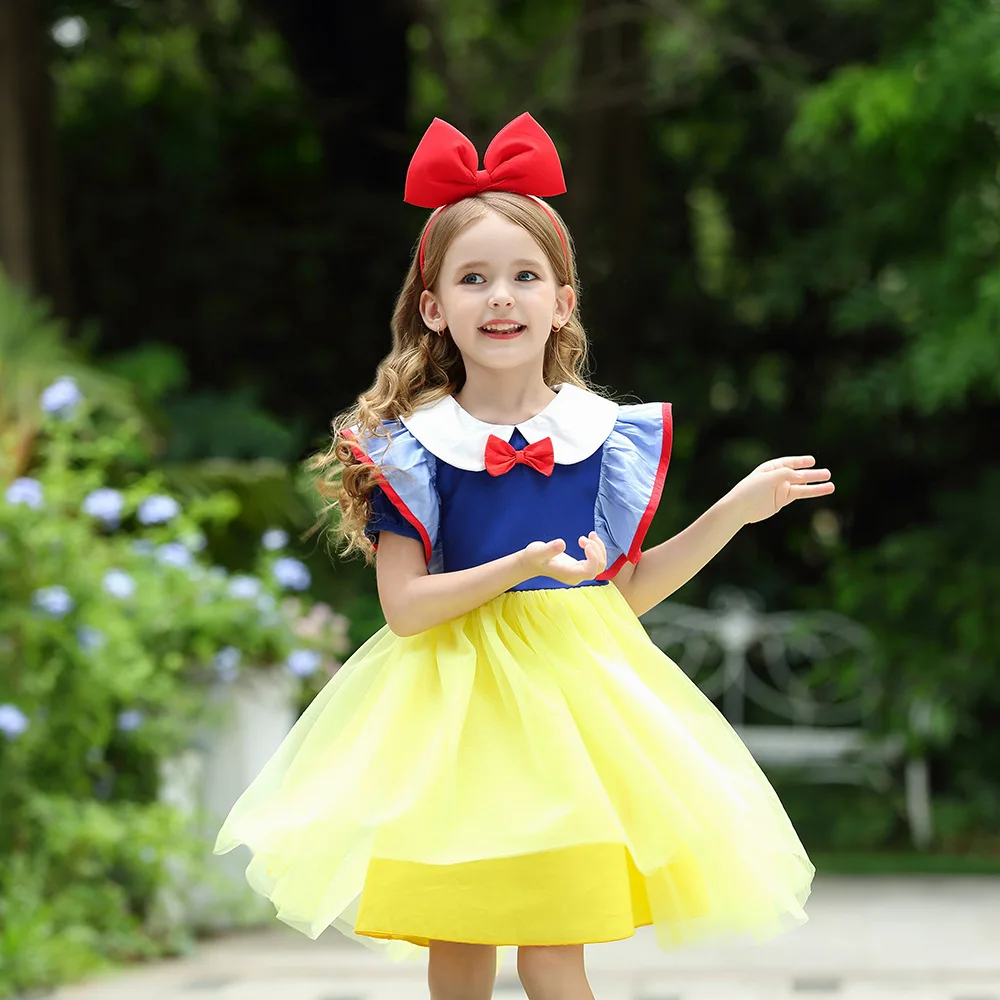 

Toddlers Baby Easter Dress Yellow Happy Girls Princess Lolita Easter Dress Size 1-8Y Kids Long Sleeves Dress, Picture shows