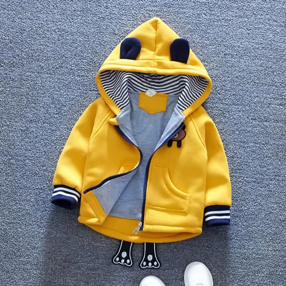 

Boy Girl Denim Jackets Kids Jeans Coat Children Autumn Winter Outwear Clothes Boys Hooded Sport Printed Letter Star Jackets 0-6T, Picture show