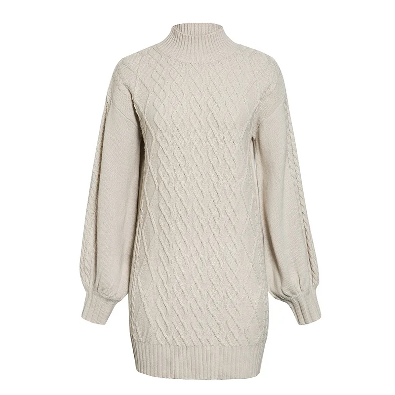

B54105A Autumn winter Europe lady fashion elegant knitted casual sweater dress
