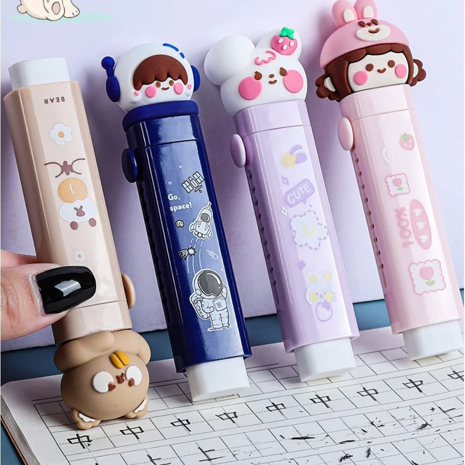 

Crerative school stationery cute cartoon kawaii push pull eraser for kids