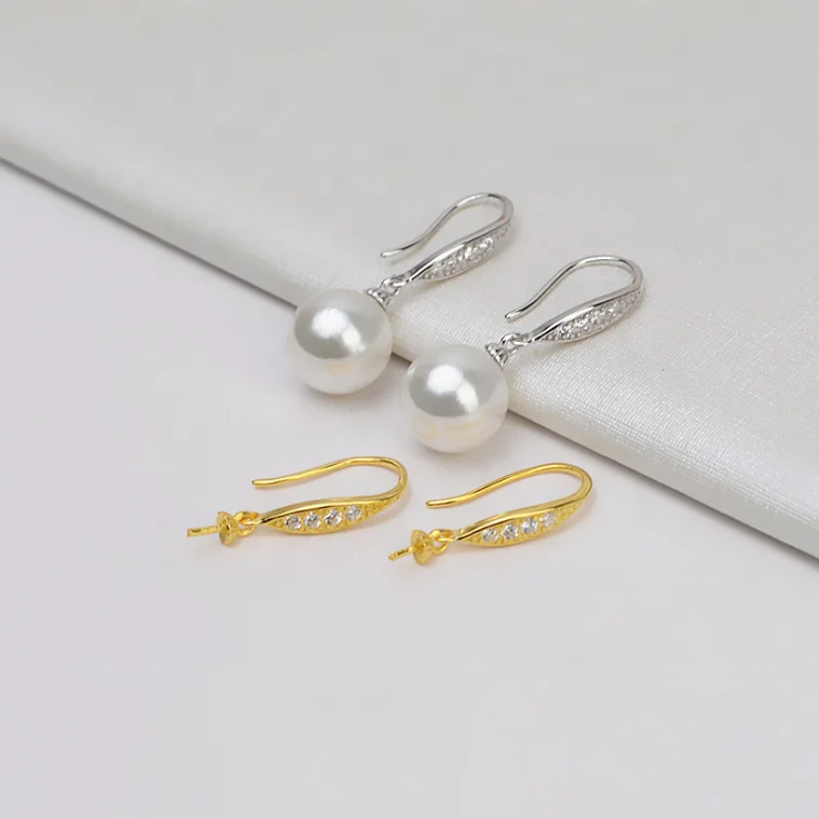 

623E 6-7mm Real Natural Freshwater pearl earring 925 sterling silver with Gold Plated ear stud for women, Silver/golden