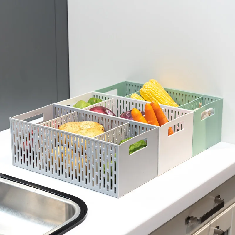 

Plastic Separate Storage Box Household Items Kitchen Accessories Bathroom Storage Basket Drawer Food Storage Organize Box, White,green,grey