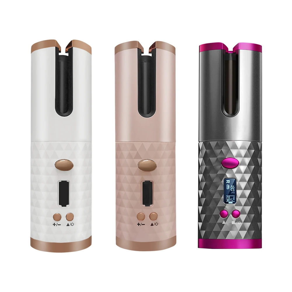 

LCD Display Temperature Control Mini Rechargeable Wireless Magic Auto Portable Automatic Hair Curler