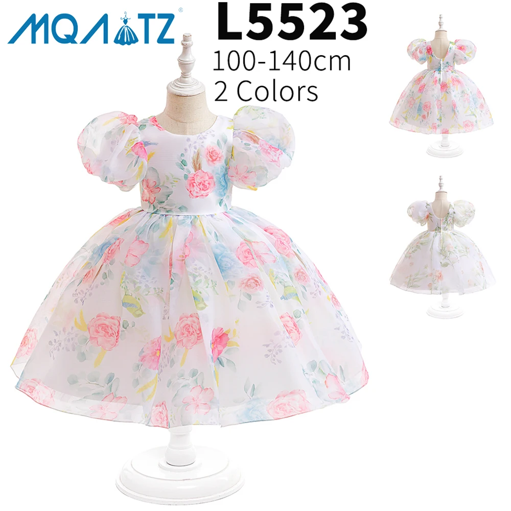 

MQATZ New Arrivals Flower Printed Party Dress Imported Frock Design Formal Boutique Factory Ball Gown For Baby Kids L5523