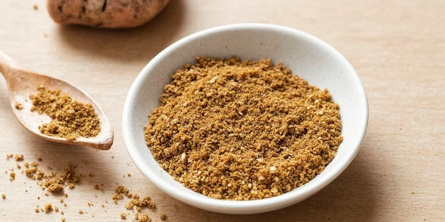Side-by-side image of coriander seeds and ground coriander powder