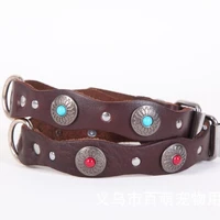 

Rhinestones Pet Dog Collars Adjustable Sparkly Crystal Studded Genuine Leather Pet Collar for Puppy Small and Medium Dog