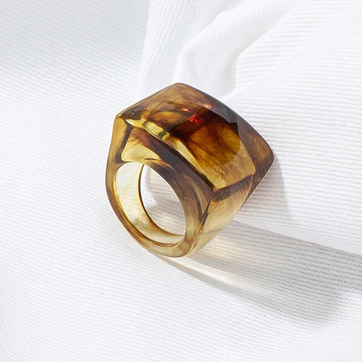 

Fashion Korean Trendy Geometric resin Acrylic Ring Charm Elegant Jewelry Gifts For Women Girls