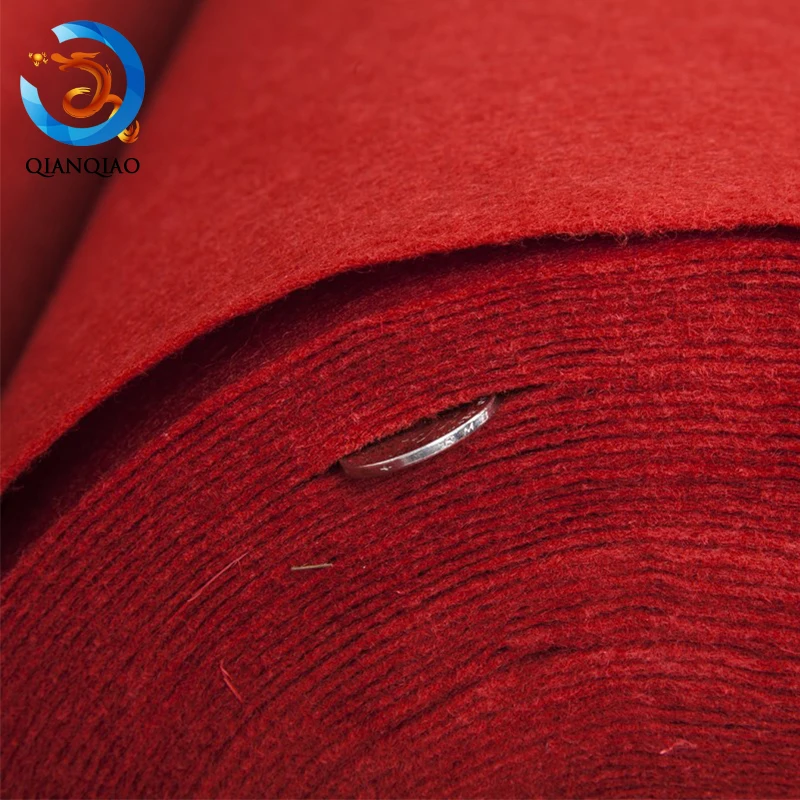 Red color felt rugs fabric bright red exhibition carpet roll