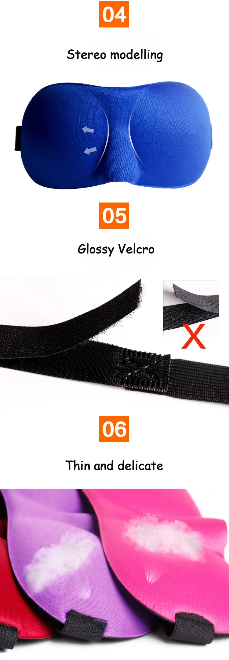 Wholesale Colorful Comfortable Custom Plush Travel 3d Sleep Eye Mask