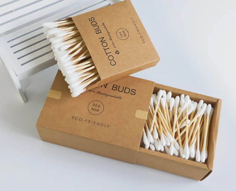 Bamboo Wooden Cotton Ear Buds Sticks Eco Friendly Q Tips Biodegradable