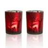 Red Electroplating Christmas Glass Votive Frosted Candle Holder Jar