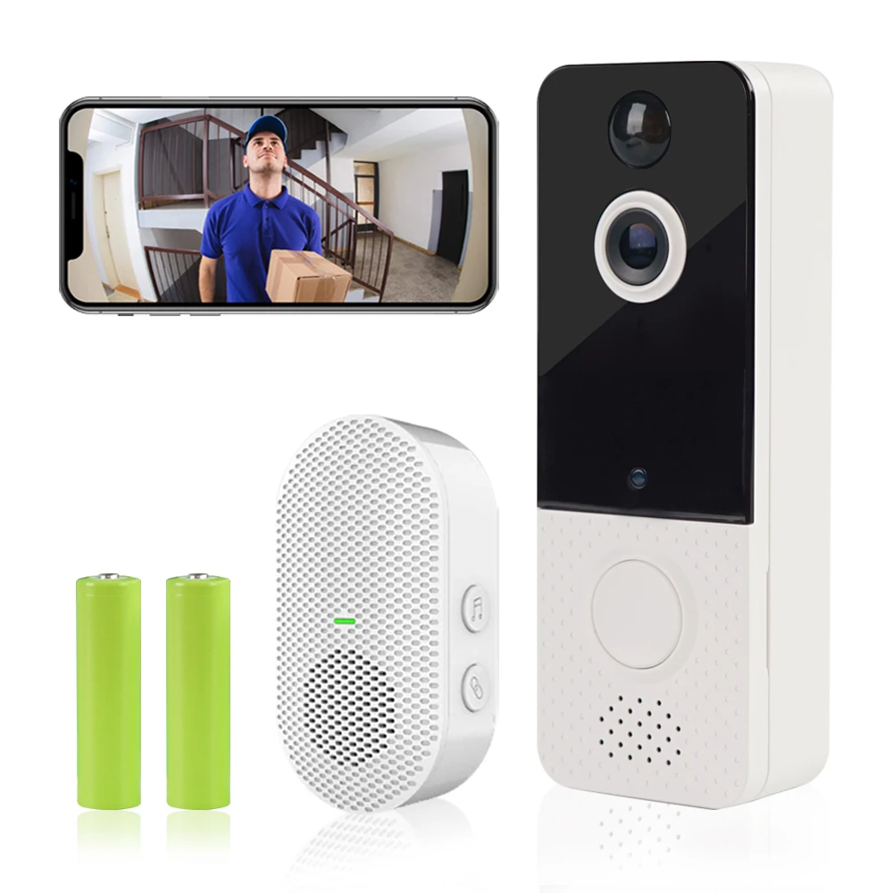 

Smart wireless video doorbell camera with PIR motion detection