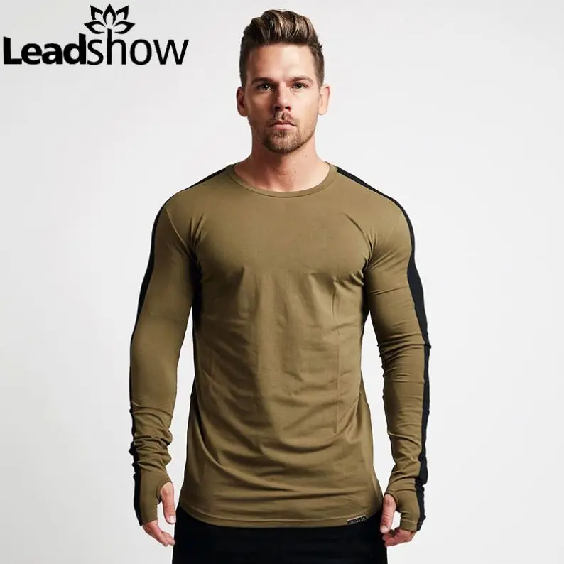 

Custom Logo Sportswear Outdoor Running Top Long Sleeve Mens T Shirts Sports Gym Men's T-Shirts, White, black, olive