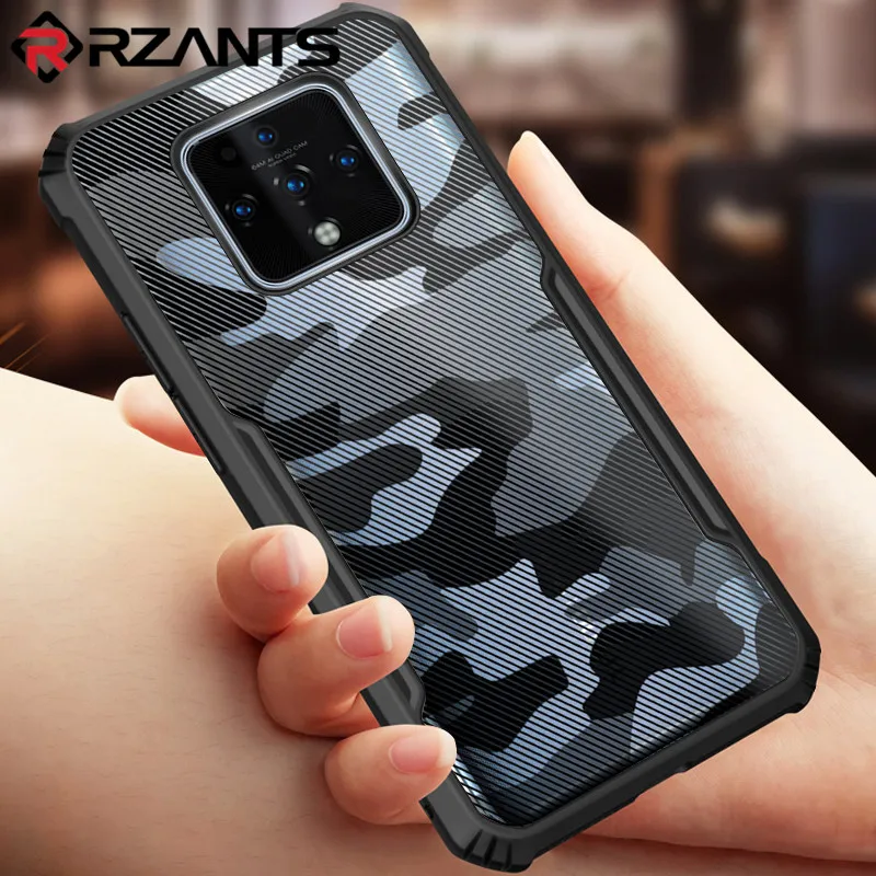 

Rzants For TECNO Camon 16 / 16 Premier Case Hard [Camouflage Beetle] Hybrid Shockproof Slim Crystal Clear Cover Double