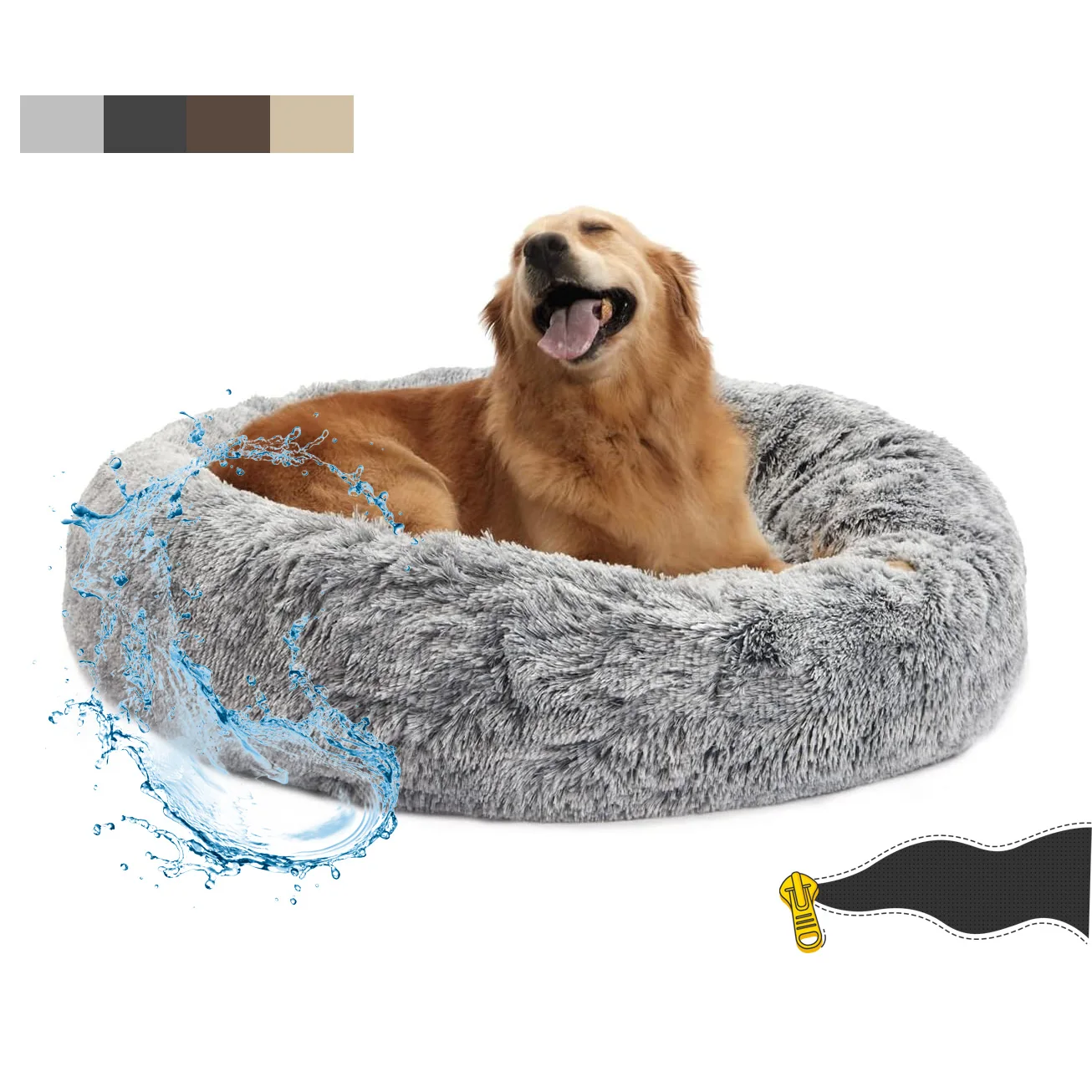 High Quality PV Plush Washable Donut Dog Bed with Removable Cover