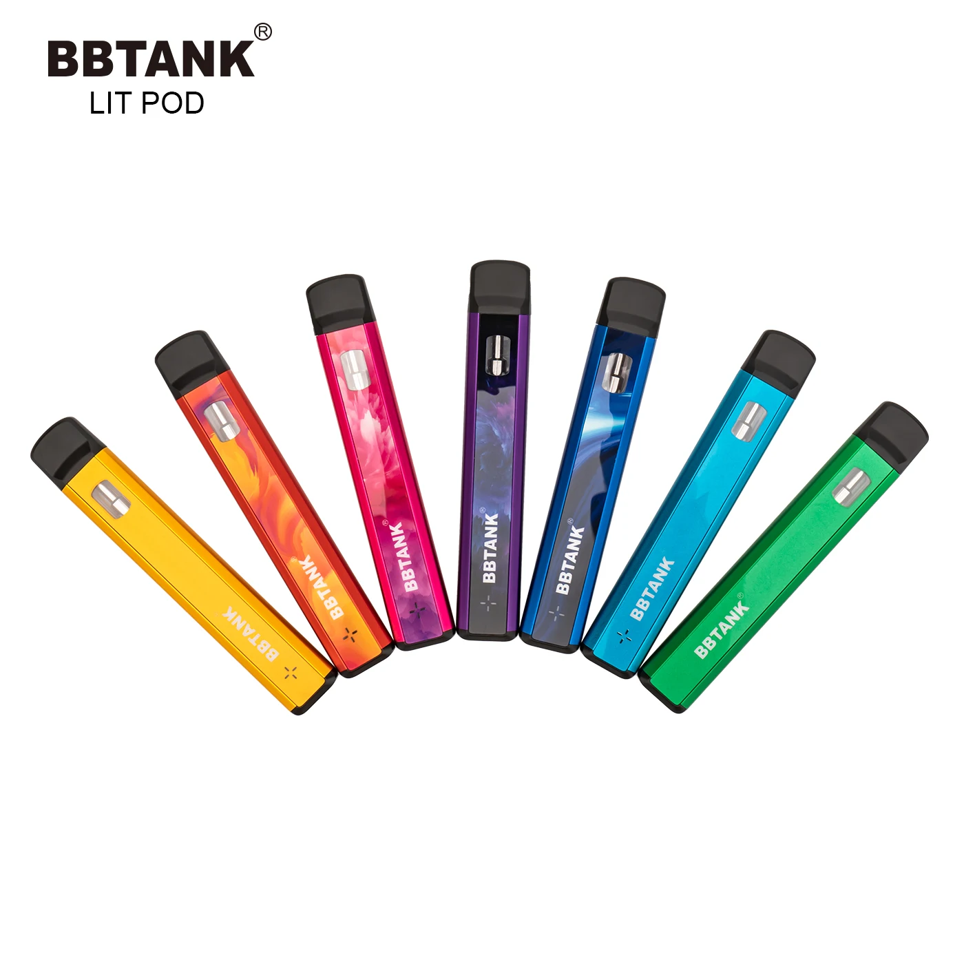 

BBtank 2021 Best Selling Lit Pod 350mAh Rechargeable Vaper with Custom logo 1ml Oil Vape Pen cake Vaporizer, Customized colors
