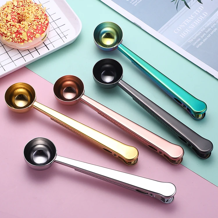 
Multifunction Scoop 15ml Stainless Steel Measuring Coffee Beans Spoon/Scoop With Bag Clip 