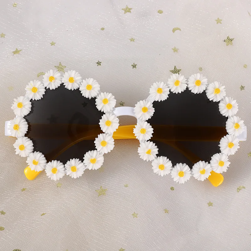 

Cute Sun Flower Shades Round Luxury Children Kids Sunglasses, As pic