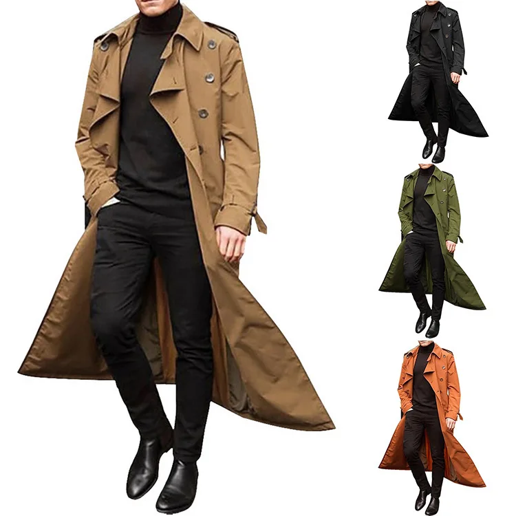 

2023 New Spring and Autumn European and American Men's Extended Windbreaker Fashion Casual coat For Men