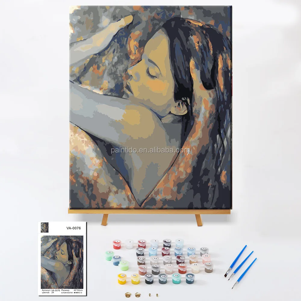 

Paintido abstract couple nude sexy woman oil framed painting by numbers