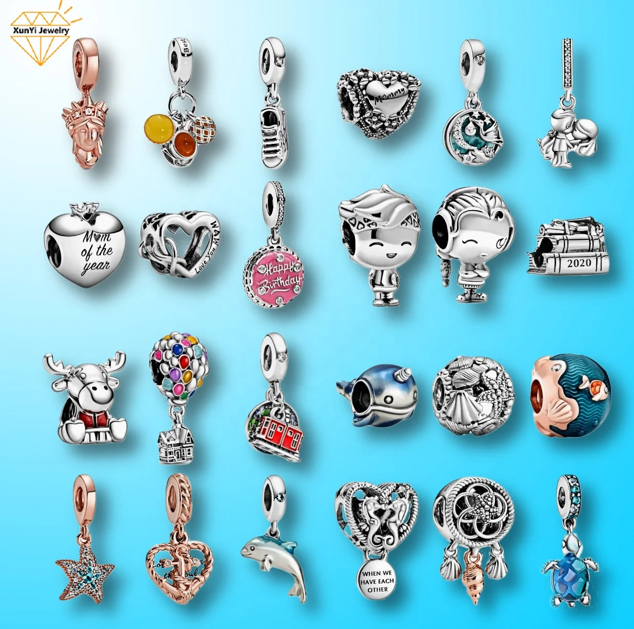 

2021 Factory wholesales Qcean sea High quality DIY charms for bracelet 925 sterling silver for jewelry making, Silver color