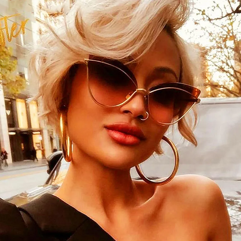 New Arrivals Fashion Luxury Vintage Female Metal Big Frame Butterfly Sunglasses UV400 Women Cat Eye Sunglasses 2020