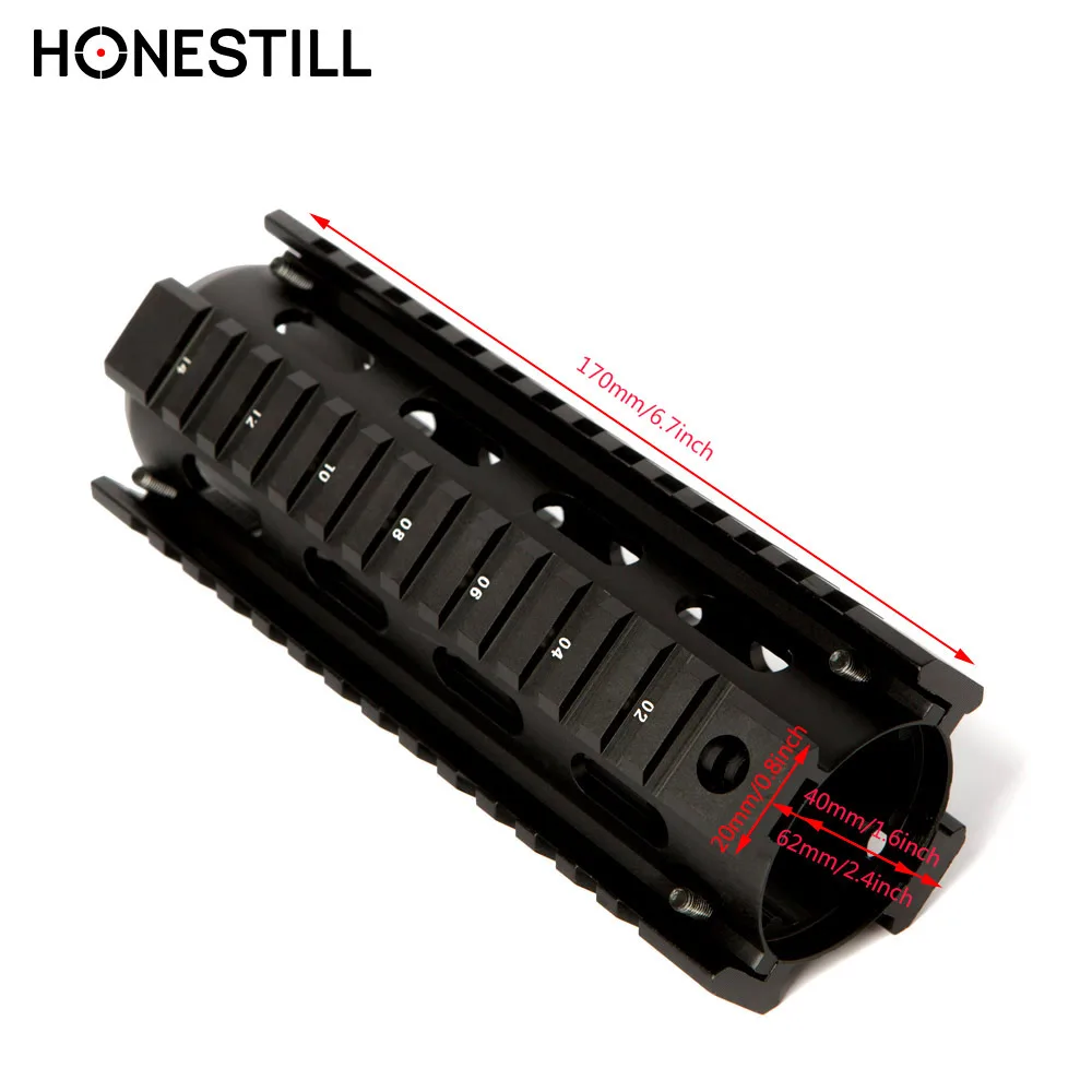

6.7 inch AR15 M4 Carbine Handguard Airsoft AR-15 RIS drop-in Quad Rail Mount Tactical Free Float Picatinny Handguard, Black and tanned