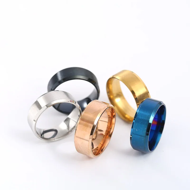 

2021 cheap wholesale Fashion Factory Cheap 8mm 5 Colors Solid Color Stainless Steel Plain Ring