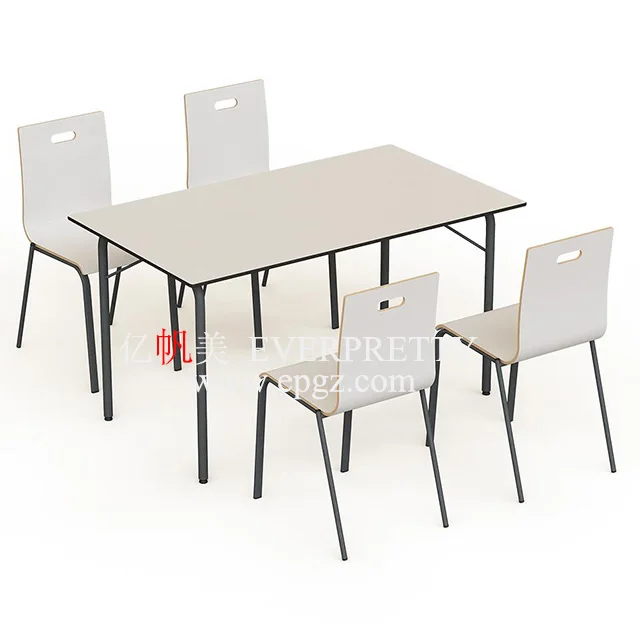 
China Fiberglass Coloured Canteen Restaurant Dining Tables and Chairs Sale 