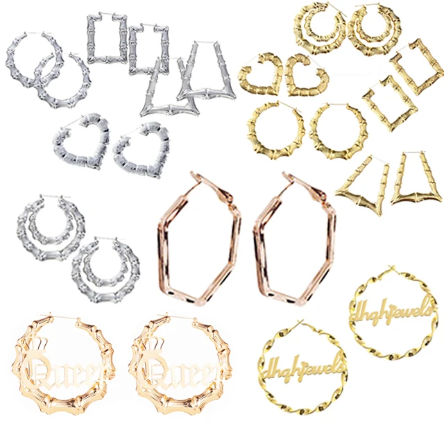 

ADELANTE 2021 Fashion Jewelry Custom Logo Cute Design Brass Hoop Earrings, Gold, silver