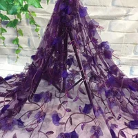 

French tulle fabric embroidery with feather and beads for bridal lace for wedding prom dress YP163