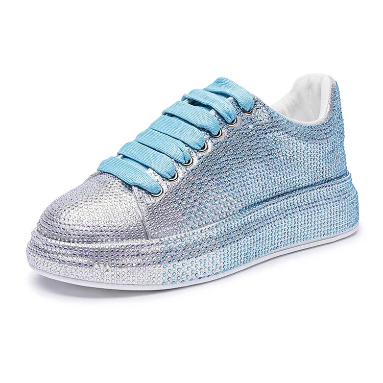 

Hot sale crystal white sneakers shoes women leather diamond casual shoes rhinestone sneakers women, Khaki,blue,purple,and black