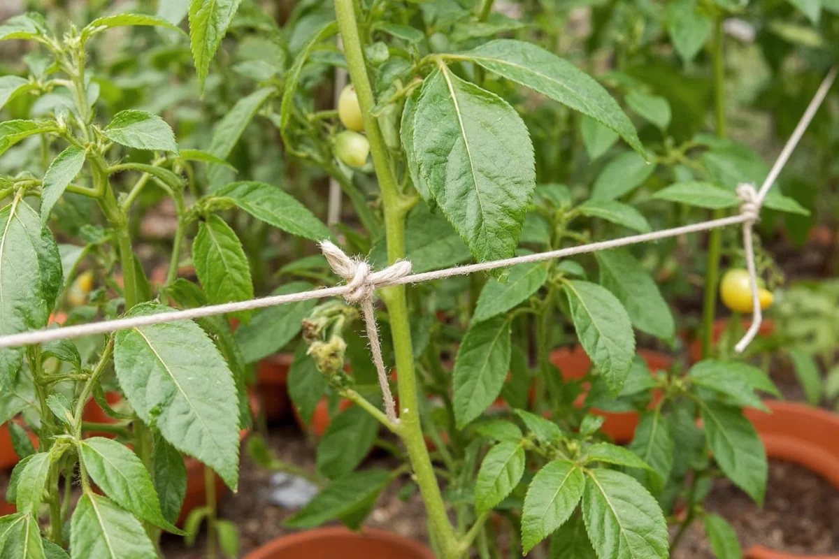 how to tie up tomato plants with string