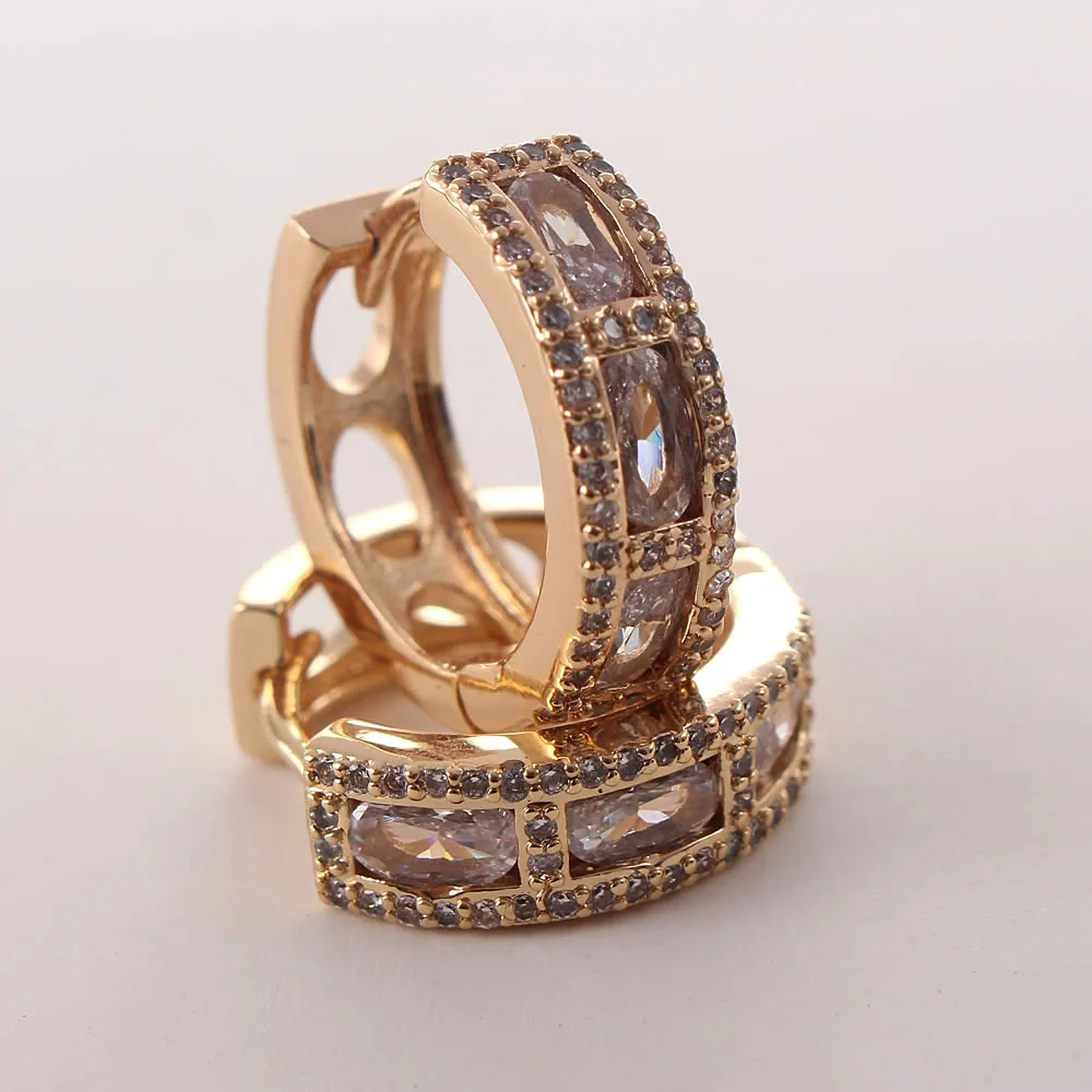 

MHS.SUN Luxury Cubic Zircon Hoop Earrings Women/Girls Fashion Gold Plated CZ Jewelry Brass CZ Earrings For Christma Party Gift