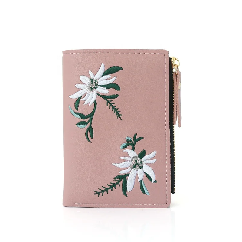 

2020 New Mini Korean Short Student purse women Embroidered Thin Zip Wallet H