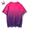 Custom tie dye thsirt for men fashion trend design gradient ramp t-shirt colorful streetwear clothes for man oem 100%cotton tee