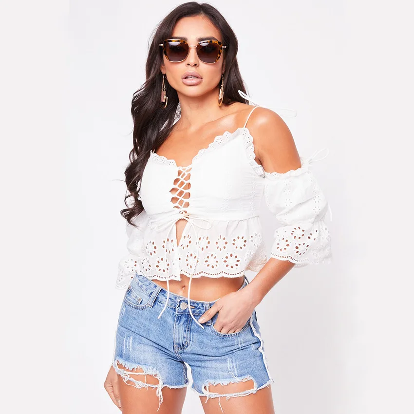 

2020 new arrival women sexy Spaghetti Strap Slim Fashion Short Cotton ladies top blouse