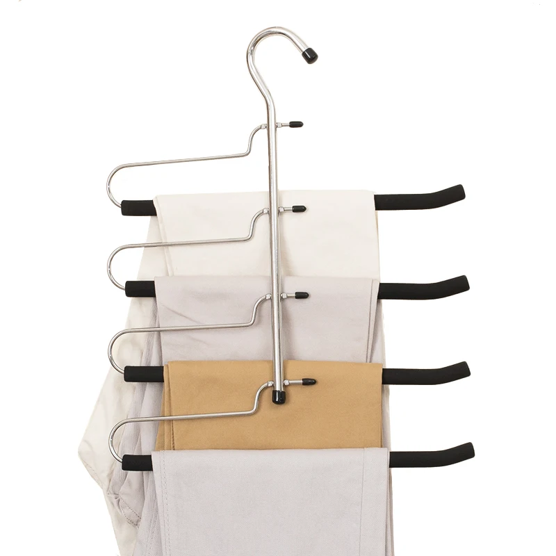 

Multi 4 layer metal pants hanger non slip clothes hangers, Gray