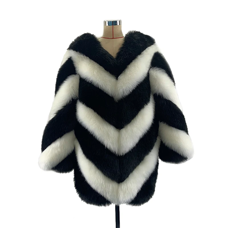 

Woman Outerwear custom wholesale Fashion Crop Style Fox Fur Jacket Full Sleeves Design Women Winter Fur Overcoat, Picture
