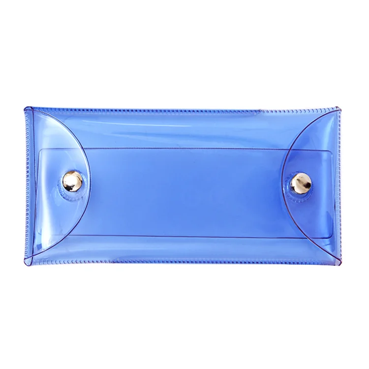 
PVC multi color transparent with double buckle pen case 