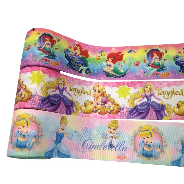 

Custom cartoon princess print grosgrain ribbon