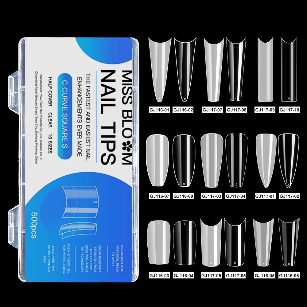 

Missbloom New Natural Nail Tips Box Clear More Style Coffin Ballet Stiletto Square Long Diy False Nail Set, Clear/natural