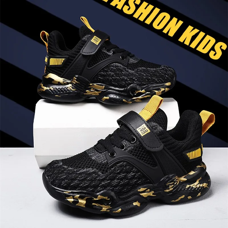 

2020 New design popular breathable causal sneakers soft boys kids summer shoes, Green/gold/blue