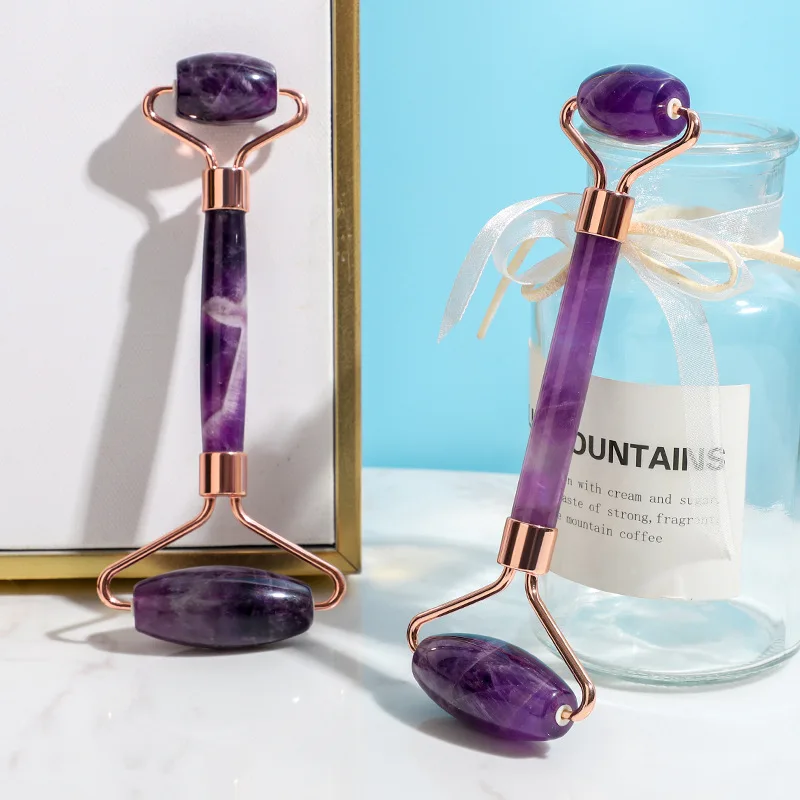 

Amethyst Facial Roller Kits Massage Purple Jade facial Roller Gua Sha Set For Skin Care