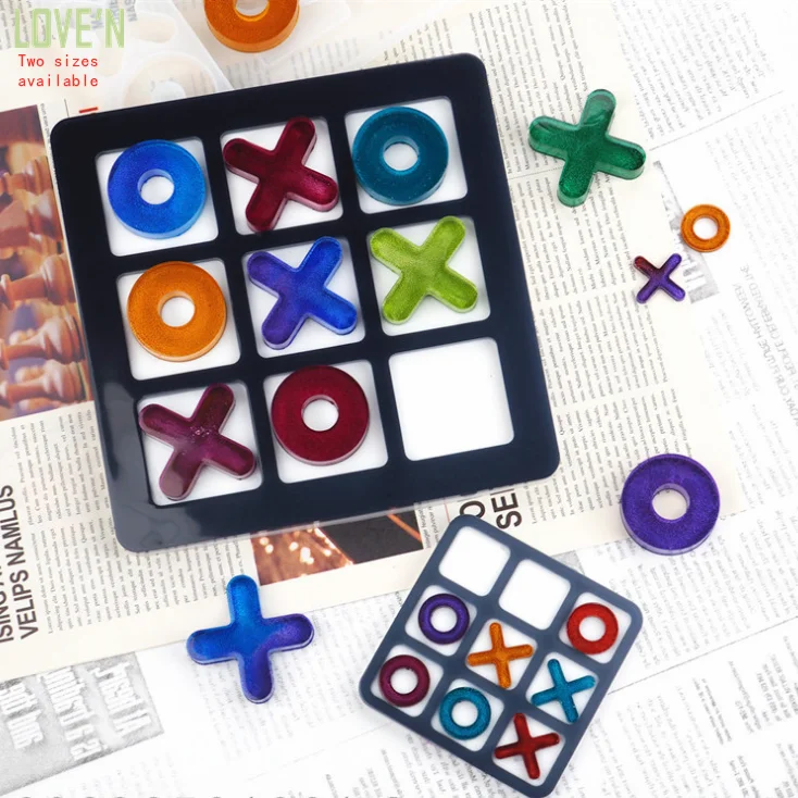 

LOVE'N LV163T Epoxy Resin art diy 2 size tic tac toe Silicone Mold set for kid Table Game