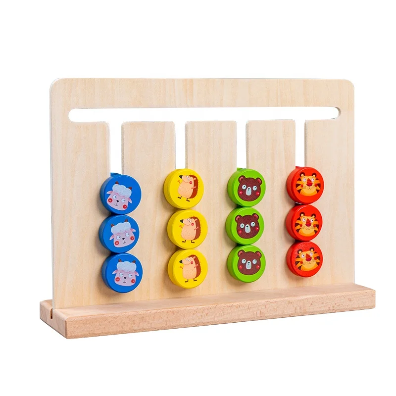 

Learning toys for kids Slide Puzzle Color Shape Matching wooden toy Brain Thinking Logic Game educational toys for kids learning