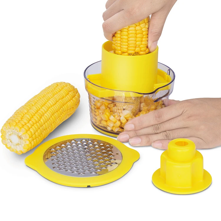 

Corn Stripping Tool Corn Cutter & Remover with Built-In Measuring Cup Grater, Corn Kernel Remover Ginger Grater, Sliver