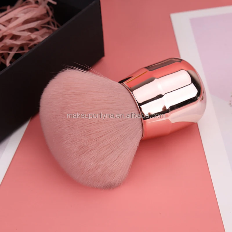 
Hot synthetic hair rose gold handle kabuki brush single powder brushes makeup with custom packaging 