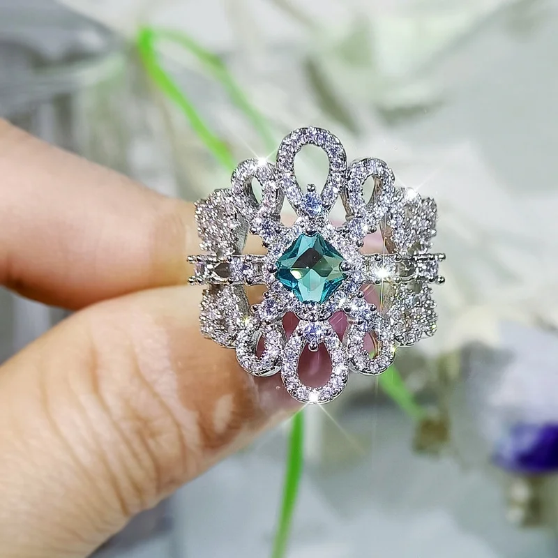 

Exquisite Zircon Stone Engagement Rings For Women Female Bride Wedding Brand Jewelry, Customized color
